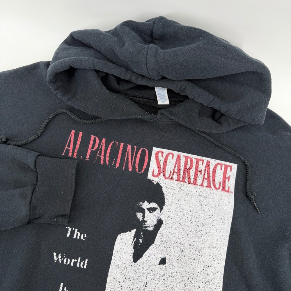 Jerzees Scarface Hoodie Mens XL Black Al Pacino The World Is Yours Movie Graphic